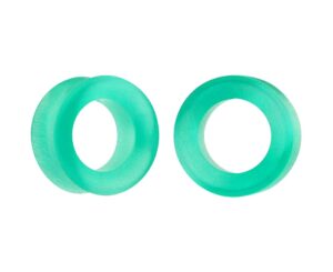 mystic metals body jewelry pair of light green cat eye stone concave tunnels (stn-669) (1" (25mm))