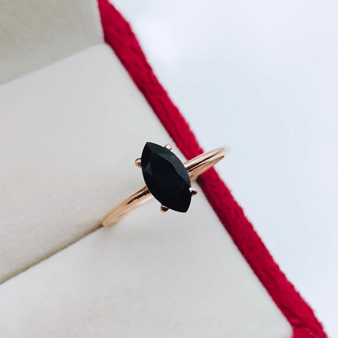 Natural Black Onyx Ring Faceted Onyx Ring Handmade Ring Statement Jewelry Minimalist Ring Onyx Marquise Ring Designer Beautiful Gift Ring BY FOREVER GEMS & JEWELS