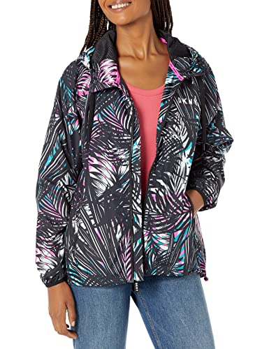 DKNY Women's Sport Tropic Shade Windbreaker Jacket, Pink Print, Medium