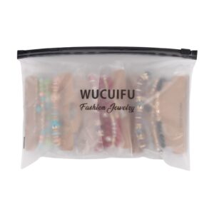 WuCuifu 8 Packs Beaded Bracelets Bohe Multilayer Chain Tassel Stackable Charm Stretch Statement Bracelet Set