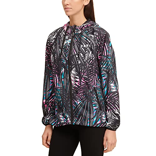 DKNY Women's Sport Tropic Shade Windbreaker Jacket, Pink Print, Medium