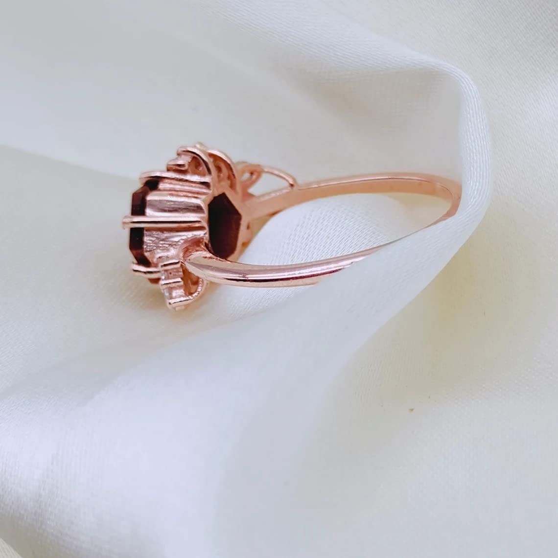 Hexagon Cut Unique Sandstone Ring Hexagon Cut Cluster Promise Ring Rose Gold Plated Ring Goldstone Ring Beautiful Wedding Gift Ring BY FOREVER GEMS & JEWELS