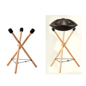 Handpan Drum Stand, Steel Tongue Drum Bracket, Solid Beech Wood Adjustable Tripod Structure Drum Holder, Snare Holder Bracket for 12 to 22 Inch Percussion Instrument(Wood Color)