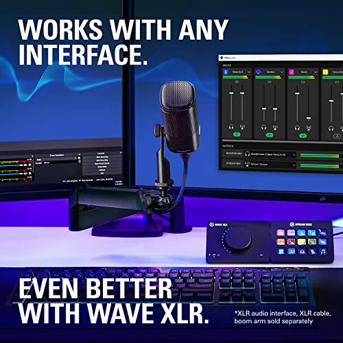 Elgato Wave DX - Dynamic XLR Microphone, Cardioid Pattern, Noise Rejection, Speech optimised for Podcasting, Streaming, Broadcasting, No Signal Booster Required, Works with Any Interface, for Mac, PC