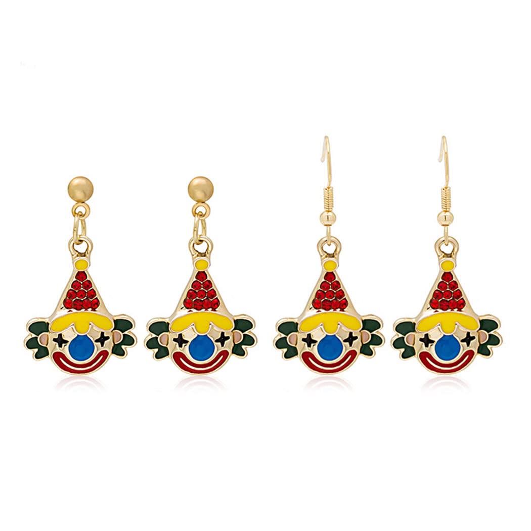 Funny Gifts Clown Earrings Circus Gifts Cute Clown Pendant Earrings Colorful Circus Stud Earrings Weird Earrings for Women