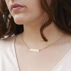 EVE'S ADDICTION Custom Engraved Gold Tone Coordinate Necklace - Personalized Longitude Latitude Necklace for Her - Couples Necklace - Wedding Necklace - Name Bar Necklace - Gifts for Mom