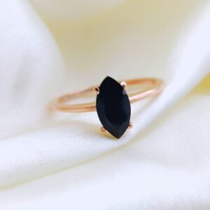 Natural Black Onyx Ring Faceted Onyx Ring Handmade Ring Statement Jewelry Minimalist Ring Onyx Marquise Ring Designer Beautiful Gift Ring BY FOREVER GEMS & JEWELS