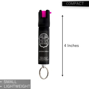 Police Magnum Compact Pepper Spray Self Defense- Strong Built-in Keychain Holder- Made in The USA- 1 Pack 3/4oz Hot Pink Twist Lock Keyring