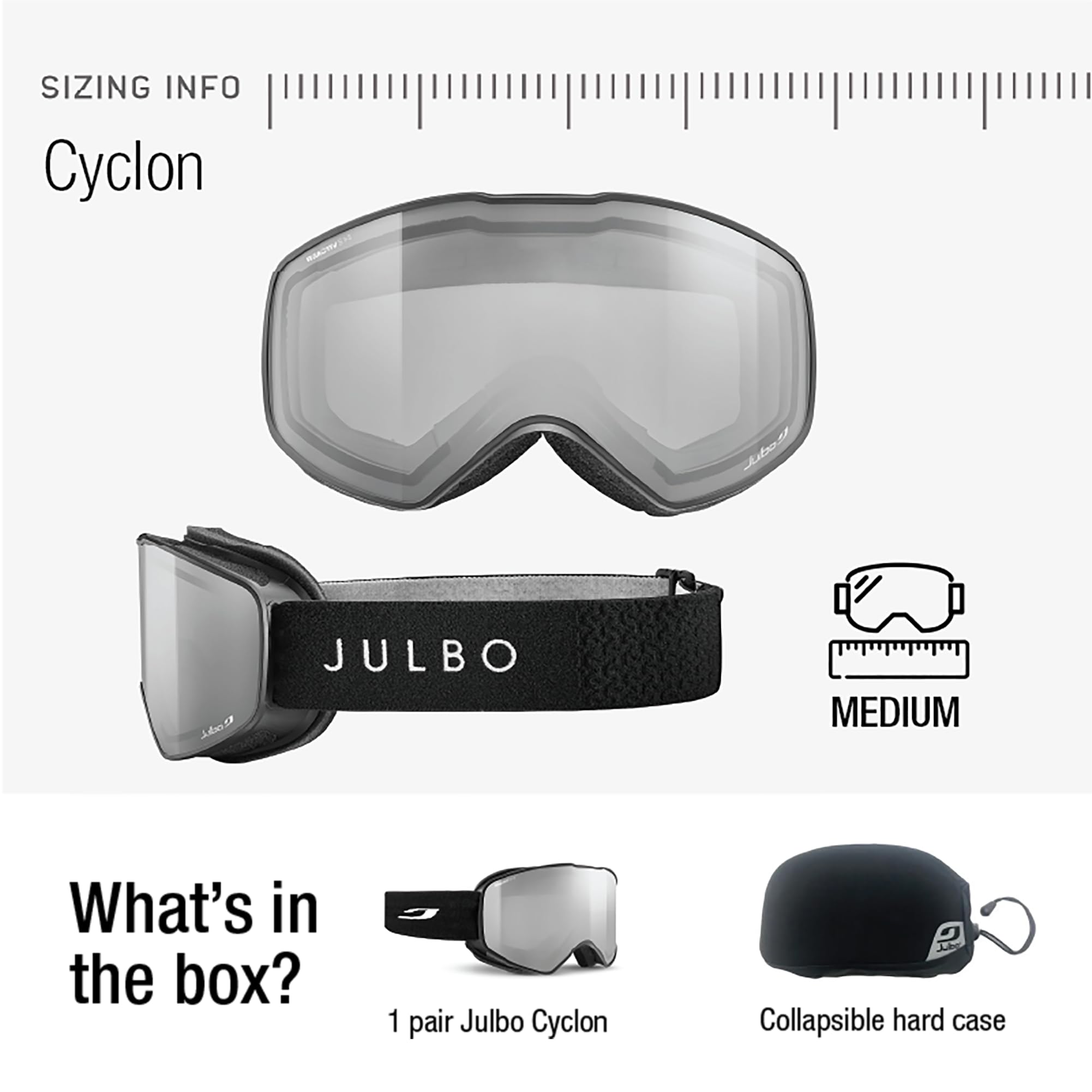 Julbo Cyclon Snow Goggles, White Frame - REACTIV 1-3 High Contrast Red Lens w/Rose Mirror