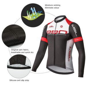 Mysenlan Men's Cycling Jersey Set Long Sleeve Bike Shirt 3D Padded Long Pants Bicycle Tights Clothing (Black, Small)