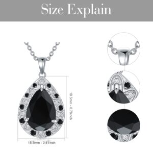 CTIEIP Sterling Silver 1/10cttw Real Diamonds and Black Onyx Necklace for Women (I2-I3 Clarity)