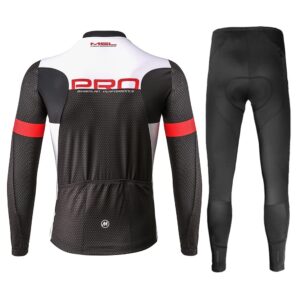 Mysenlan Men's Cycling Jersey Set Long Sleeve Bike Shirt 3D Padded Long Pants Bicycle Tights Clothing (Black, Small)