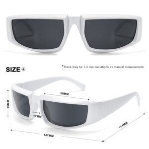 VANLINKER White Cool Wrap Around Sunglasses for Women Men Y2k Futuristic Thick Chunky Fashion Sun Glasses VL9697