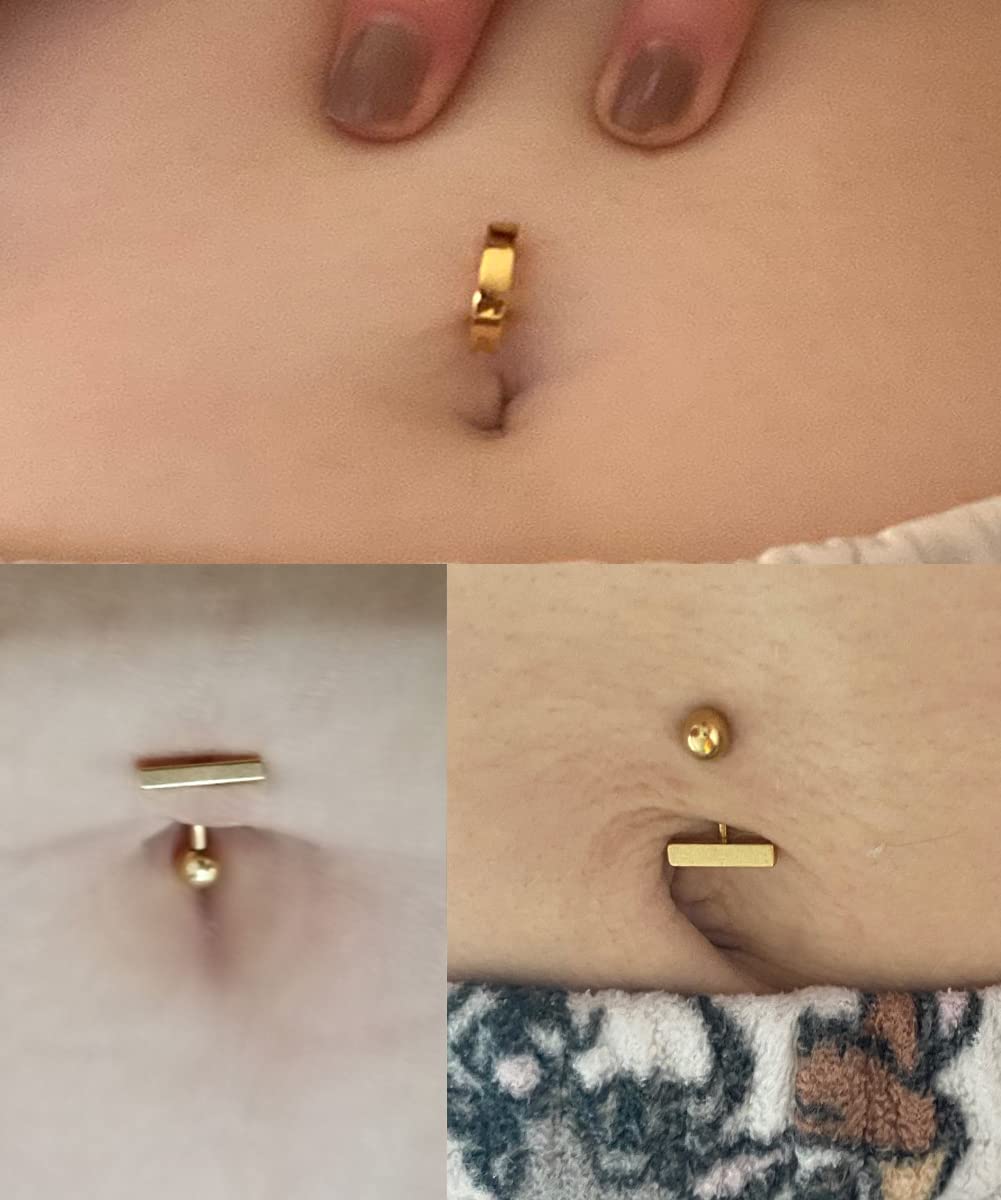 MODRSA Small Belly Button Ring Small Navel Ring Tiny Belly Button Ring Clicker Belly Button ring Petite Belly Ring Simple Gold