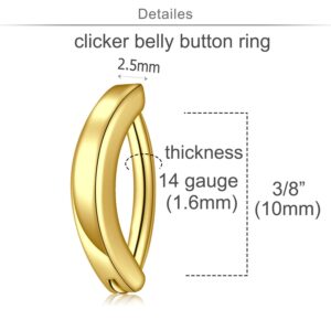 MODRSA Small Belly Button Ring Small Navel Ring Tiny Belly Button Ring Clicker Belly Button ring Petite Belly Ring Simple Gold