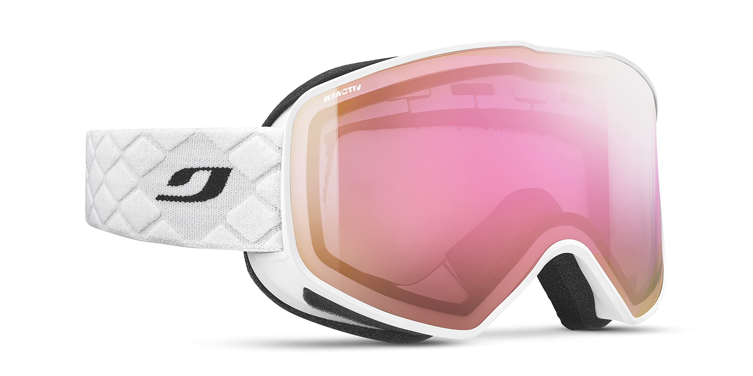 Julbo Cyclon Snow Goggles, White Frame - REACTIV 1-3 High Contrast Red Lens w/Rose Mirror