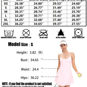 POWERASIA Women’s Tennis Dress Exercise Dress with Built-in Bra & Shorts Workout Golf Athletic Sleeveless Dress with Pockets Dark Grey