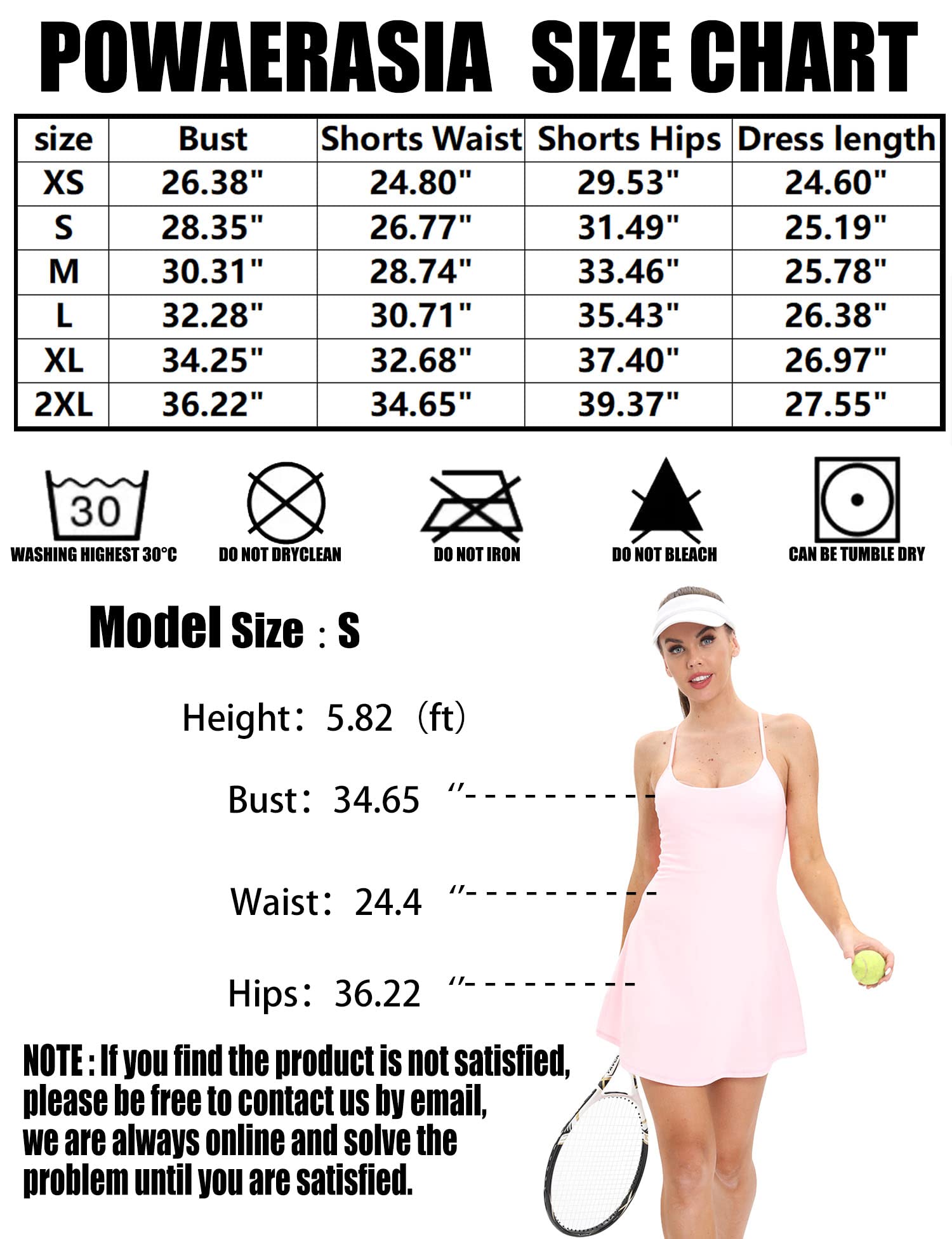 POWERASIA Women’s Tennis Dress Exercise Dress with Built-in Bra & Shorts Workout Golf Athletic Sleeveless Dress with Pockets Dark Grey