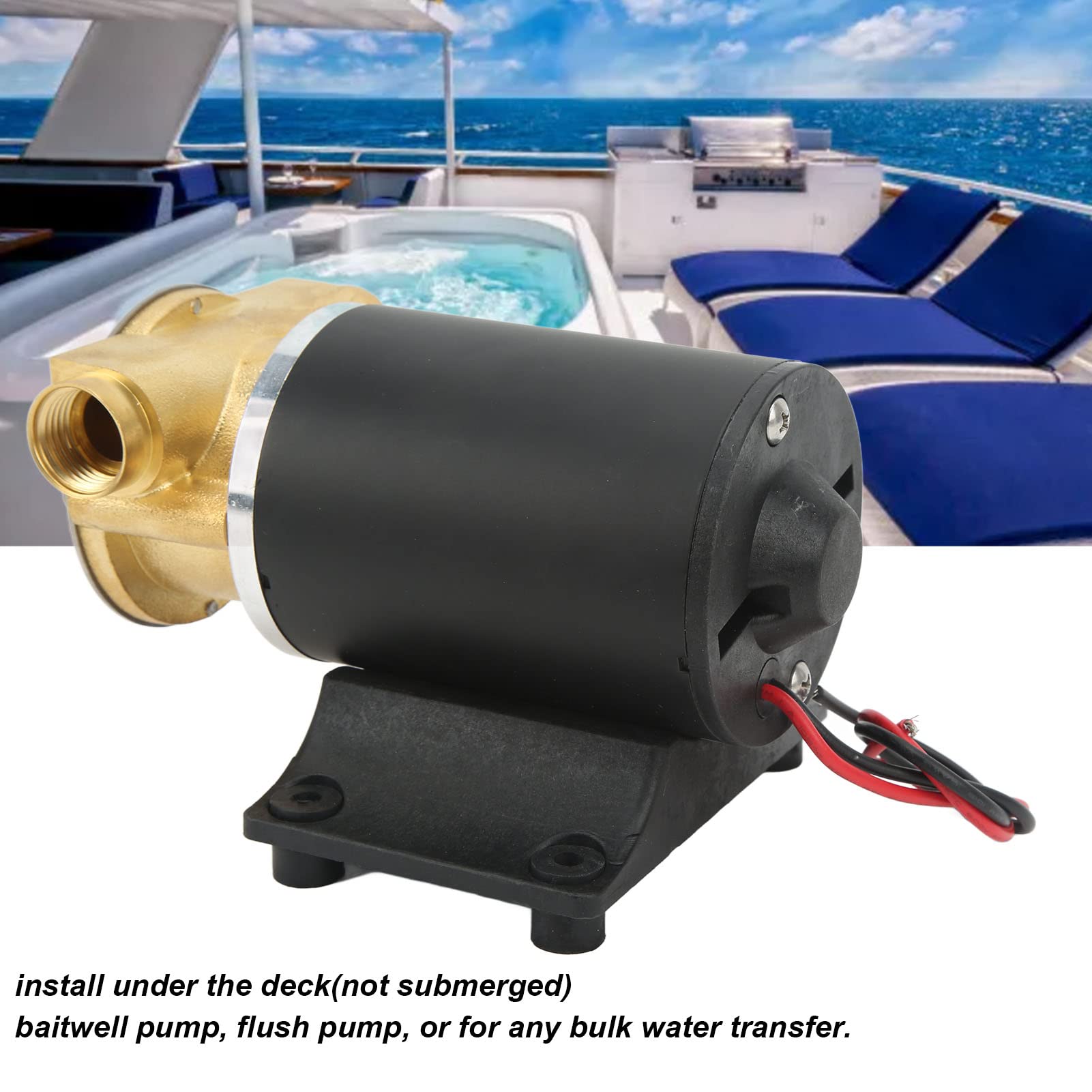 Self Priming Impeller Bilge Pump, Long Life Span 6GPM Baitwell Pump Large Traffic Flush Pump Boat Bilge Pump for Liquid Transfer(#1)