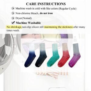 FYOURH Socks with Grippers for Women - 2 Pairs - Tie Dye Pilates Grip Socks - Non Slip Socks Women - grip socks for women - Crew socks for women - Navy