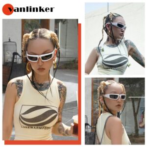 VANLINKER White Cool Wrap Around Sunglasses for Women Men Y2k Futuristic Thick Chunky Fashion Sun Glasses VL9697