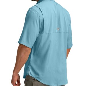 Men's Fishing Shirts with Zipper Pockets UPF 50+ Lightweight Cool Short Sleeve Button Down Shirts for Men Casual Hiking(Capri, 3X-Large-New)