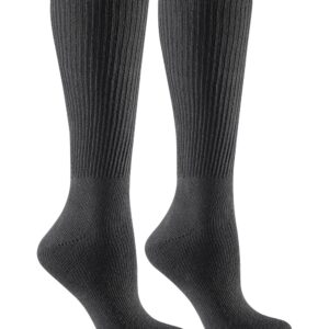 Silvert's Adaptive Clothing & Footwear Men’s & Women’s Black Soft Cotton Diabetic Socks - 2 Pack - Black MED