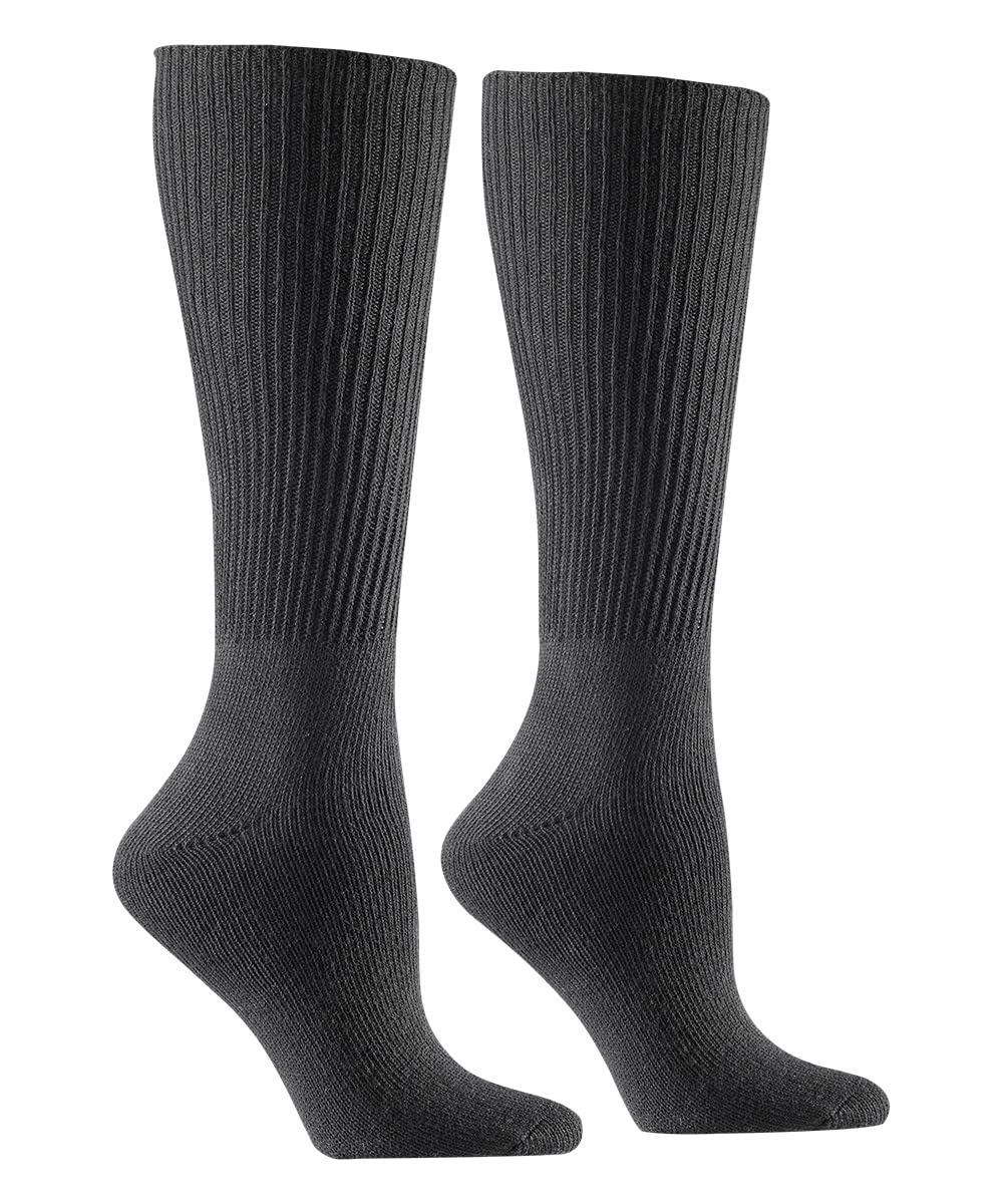 Silvert's Adaptive Clothing & Footwear Men’s & Women’s Black Soft Cotton Diabetic Socks - 2 Pack - Black MED