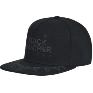 Marvel Black Panther Baseball Cap, Claw Necklace Snapback Flat Brim Hat, Black, One Size