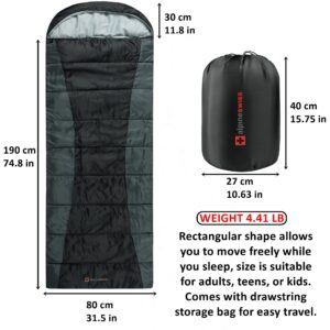 Alpine Swiss 0°C (32°F) Sleeping Bag Lightweight Waterproof with Compression Sack Adults All Seasons Camping Hiking Backpacking Travel Outdoor Indoor Black Gray