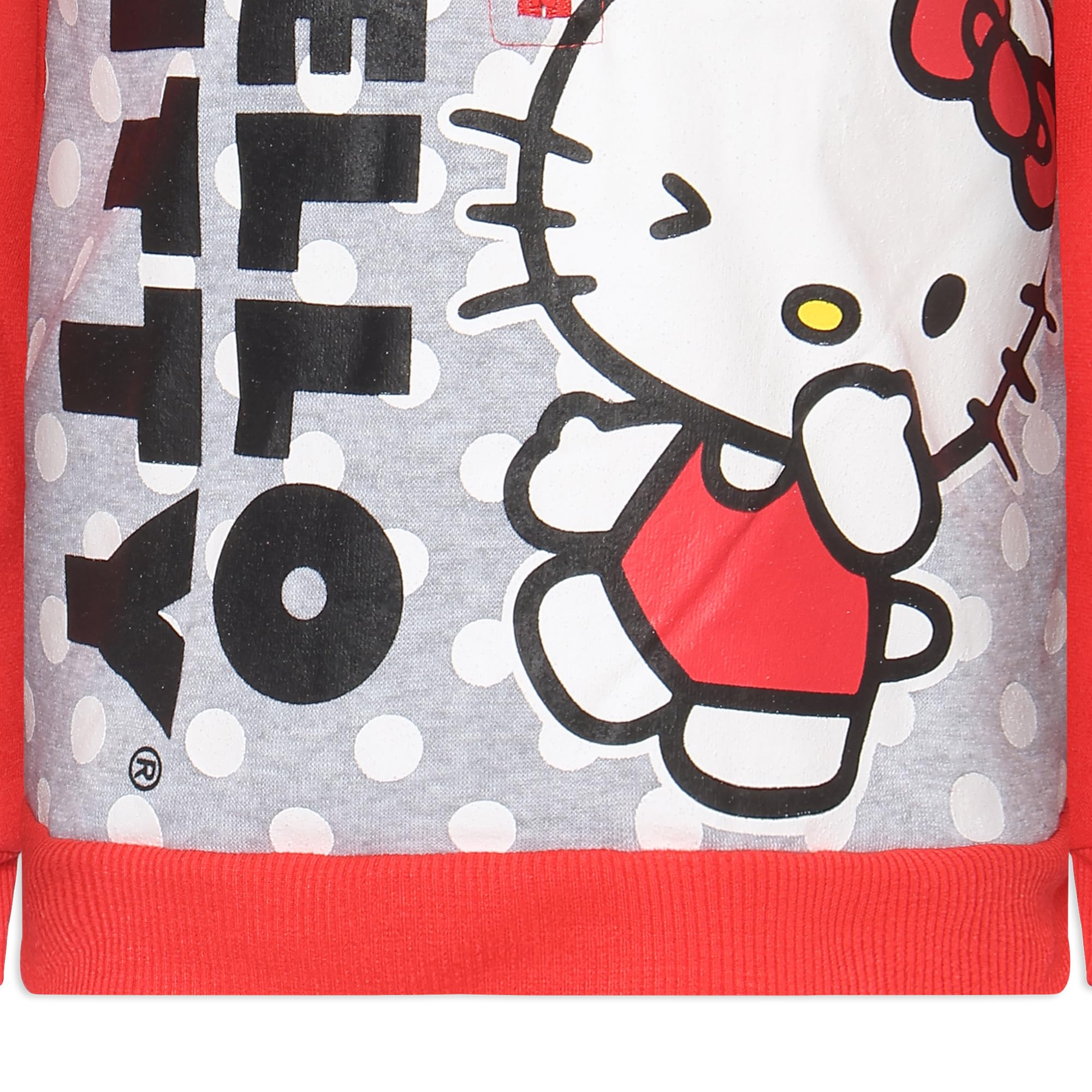 Hello Kitty Sanrio Girls Half Zip Up Hoodie for Toddlers, Little and Big Girls Red