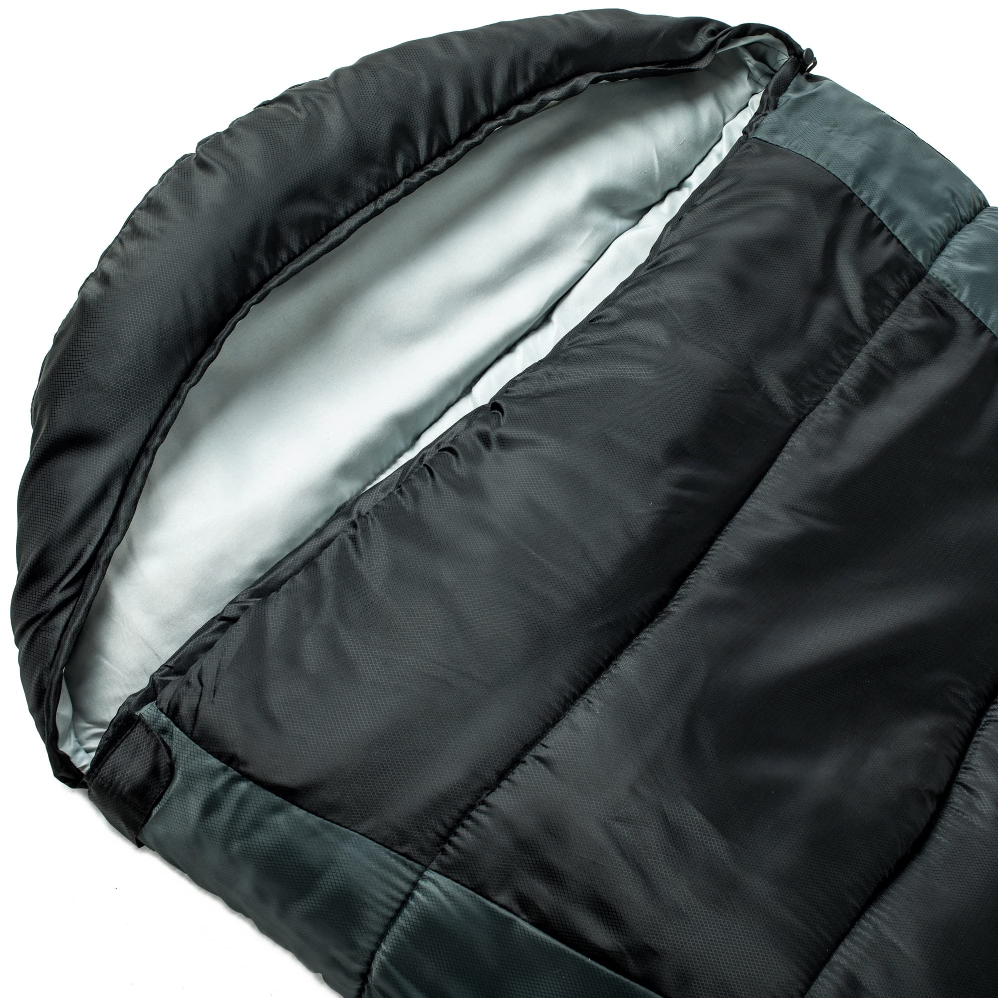 Alpine Swiss 0°C (32°F) Sleeping Bag Lightweight Waterproof with Compression Sack Adults All Seasons Camping Hiking Backpacking Travel Outdoor Indoor Black Gray