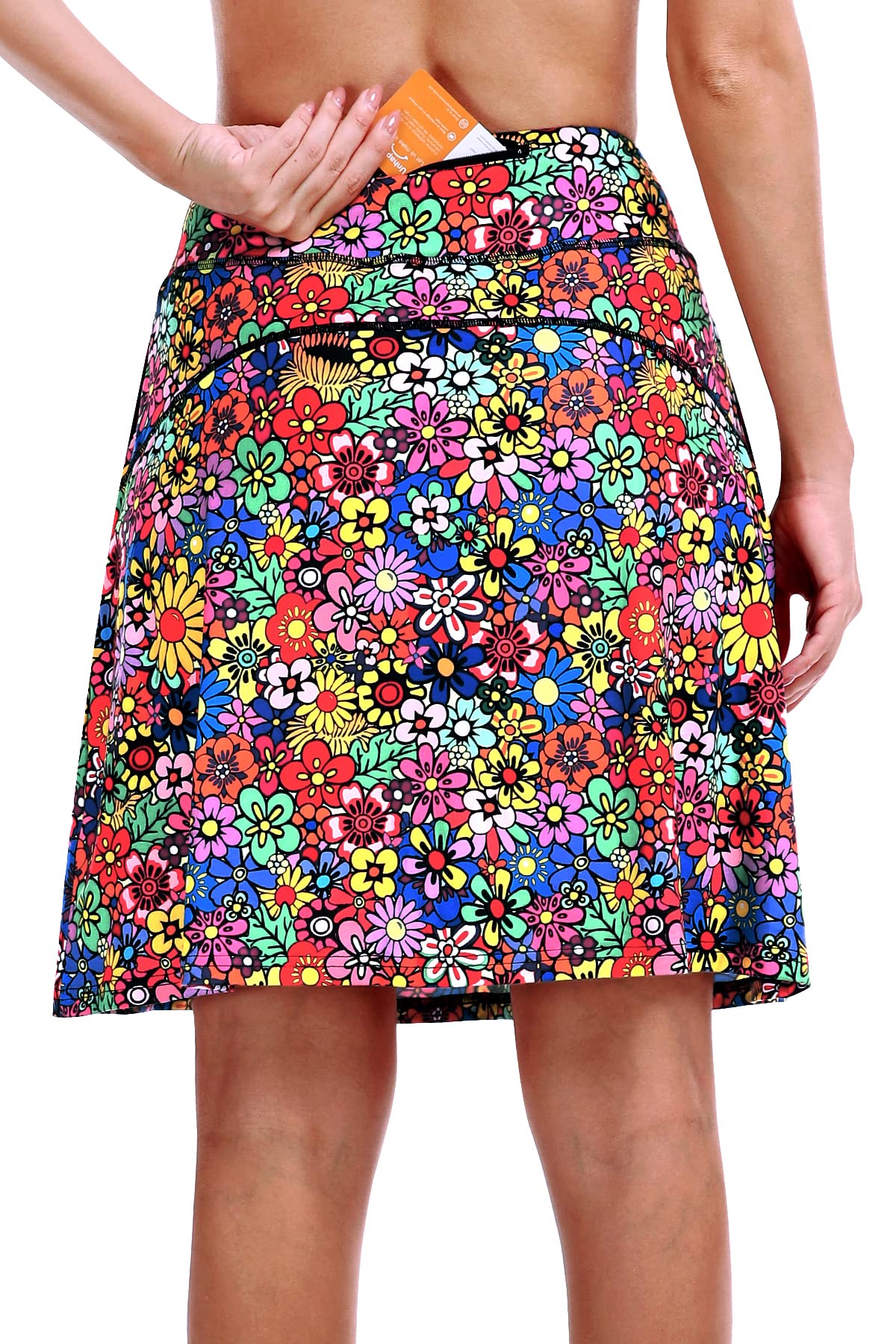 KORALHY Skorts Skirts for Women with Pockets, Long Tennis Skirts Athletic Skirts Golf Long Dressy Skorts Skirts Blue Geometry Large