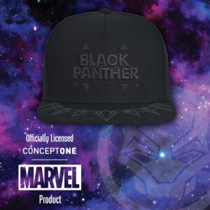 Marvel Black Panther Baseball Cap, Claw Necklace Snapback Flat Brim Hat, Black, One Size