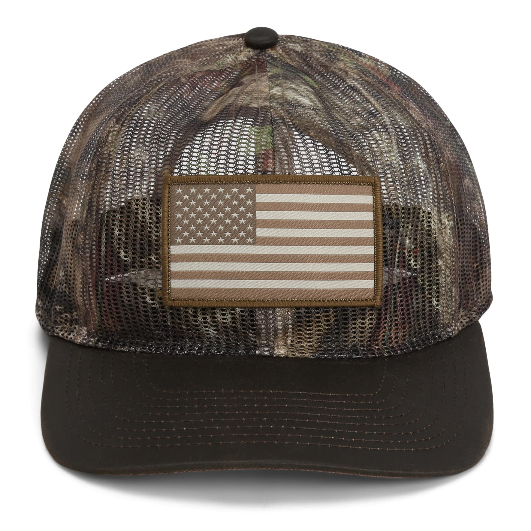 Paramount Outdoors All Mesh Breeze American Flag Cap, Crushable All Mesh, Trucker Hat Rope Cap (Country Wax Visor)