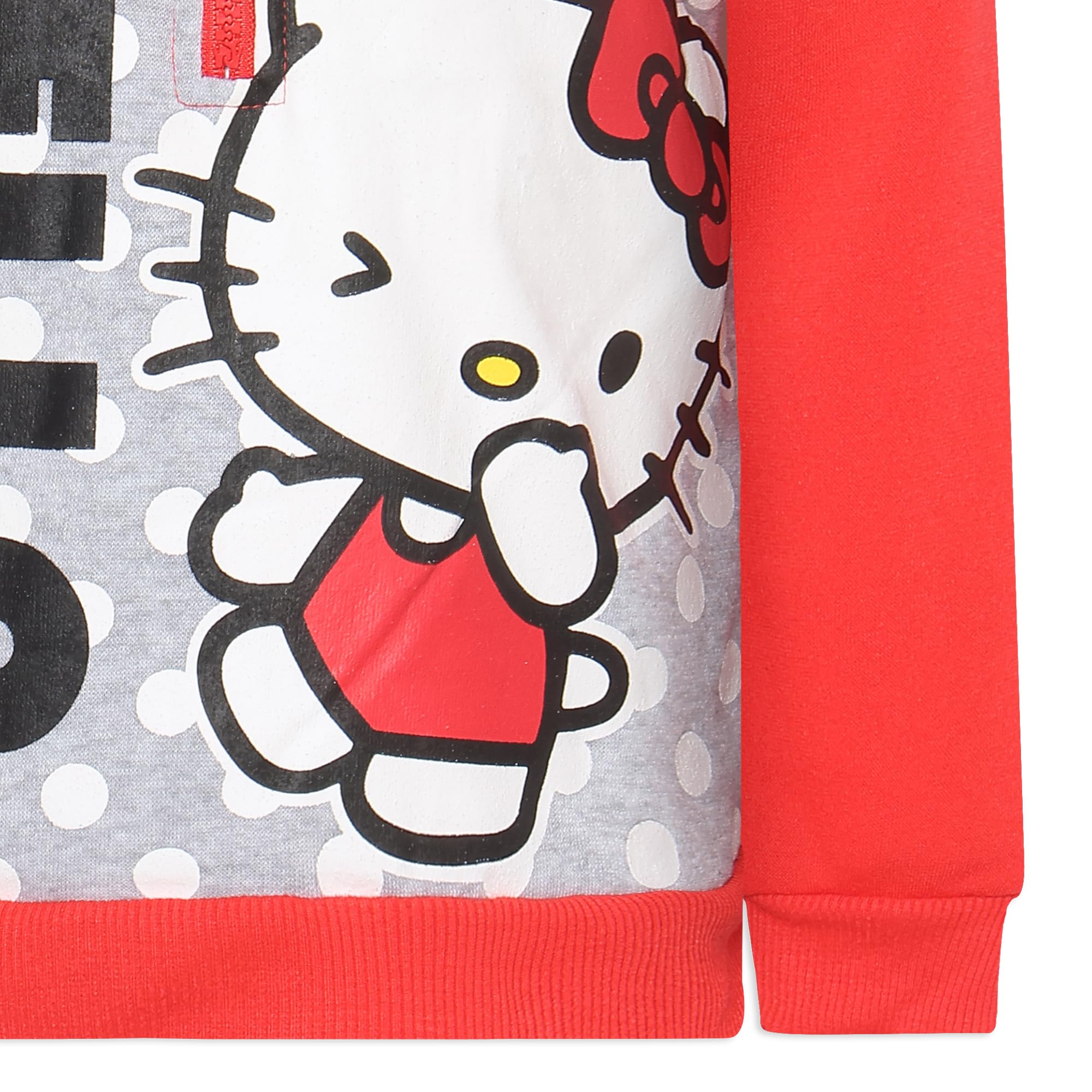 Hello Kitty Sanrio Girls Half Zip Up Hoodie for Toddlers, Little and Big Girls Red