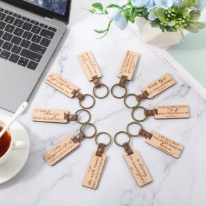 Fumete 10 Pieces Wood Bible Keychain Wooden Religious Keyrings PU Leather Christian Keychain Bible Verse Keychain Christian Quote Keychains for Women Men Sunday School Teacher Appreciation Day