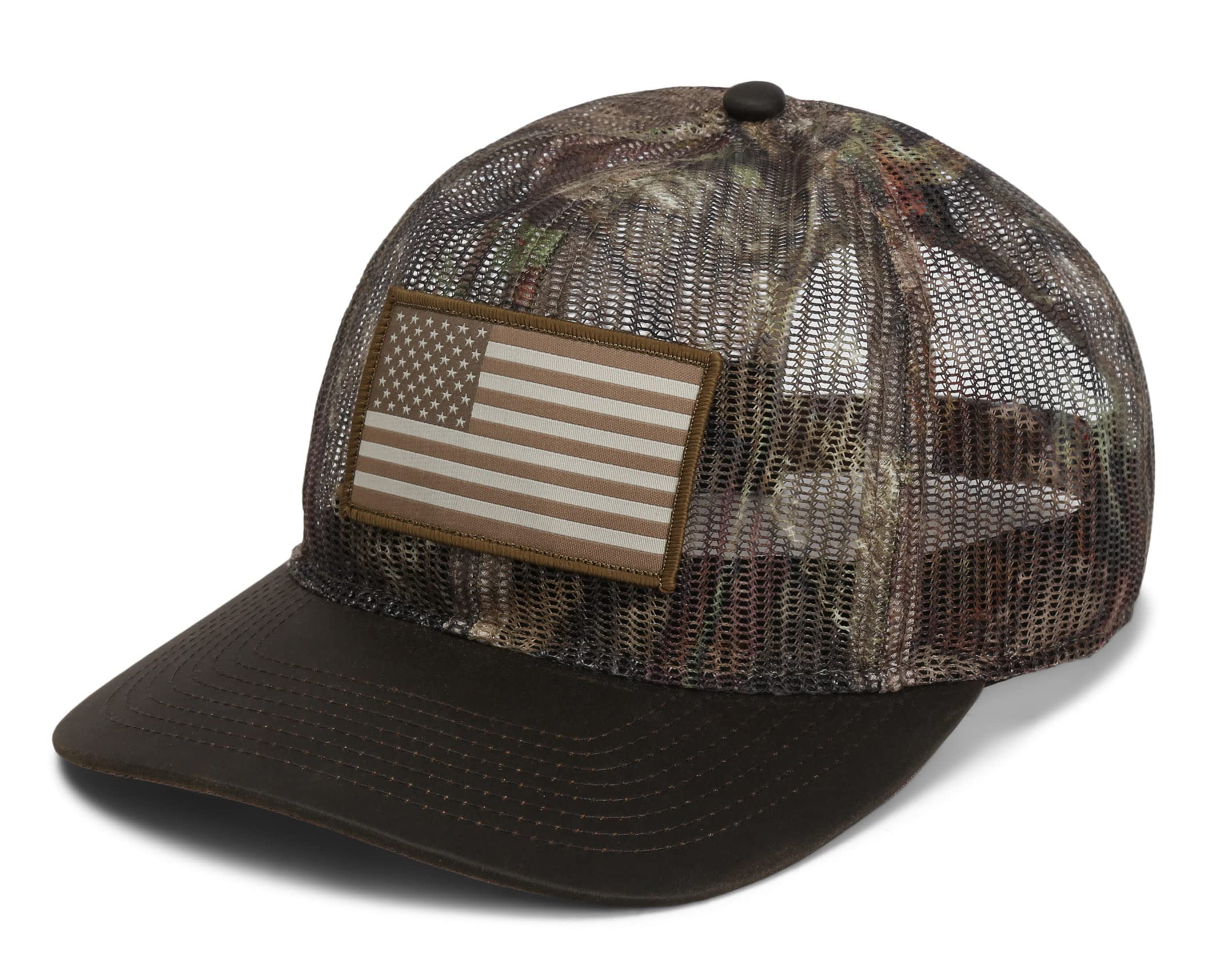 Paramount Outdoors All Mesh Breeze American Flag Cap, Crushable All Mesh, Trucker Hat Rope Cap (Country Wax Visor)