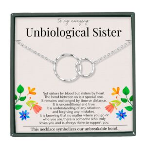 hope love shine unbiological sister necklace for women - interlocking circle sterling silver necklace - ideal gift for bff, soul sister, unbiological sister - gift ready best friend jewelry