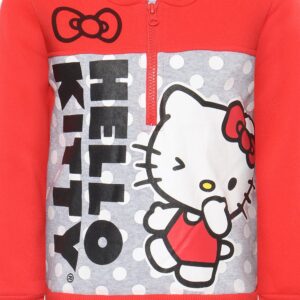 Hello Kitty Sanrio Girls Half Zip Up Hoodie for Toddlers, Little and Big Girls Red