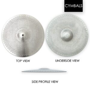 Low Volume Hi Hat Cymbals, 13 inches Practice Hi Hat Cymbal Pair, Quiet HiHat Cymbals (13'', Silver)