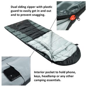 Alpine Swiss 0°C (32°F) Sleeping Bag Lightweight Waterproof with Compression Sack Adults All Seasons Camping Hiking Backpacking Travel Outdoor Indoor Black Gray