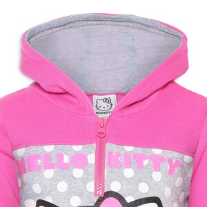 Hello Kitty Sanrio Girls Half Zip Up Hoodie for Toddlers, Little and Big Girls Pink