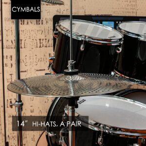 Low Volume Hi Hat Cymbals, 13 inches Practice Hi Hat Cymbal Pair, Quiet HiHat Cymbals (13'', Silver)