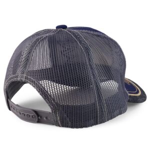 Trendy Apparel Shop Rooster Embroidered Trucker Mesh Baseball Cap - Navy Charcoal