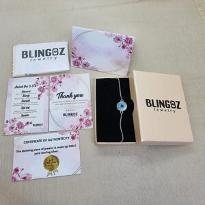 Blingoz Evil Eye 925 Silver Plated Bracelet for Luck and Protection (8 MM Coin Bracelets)