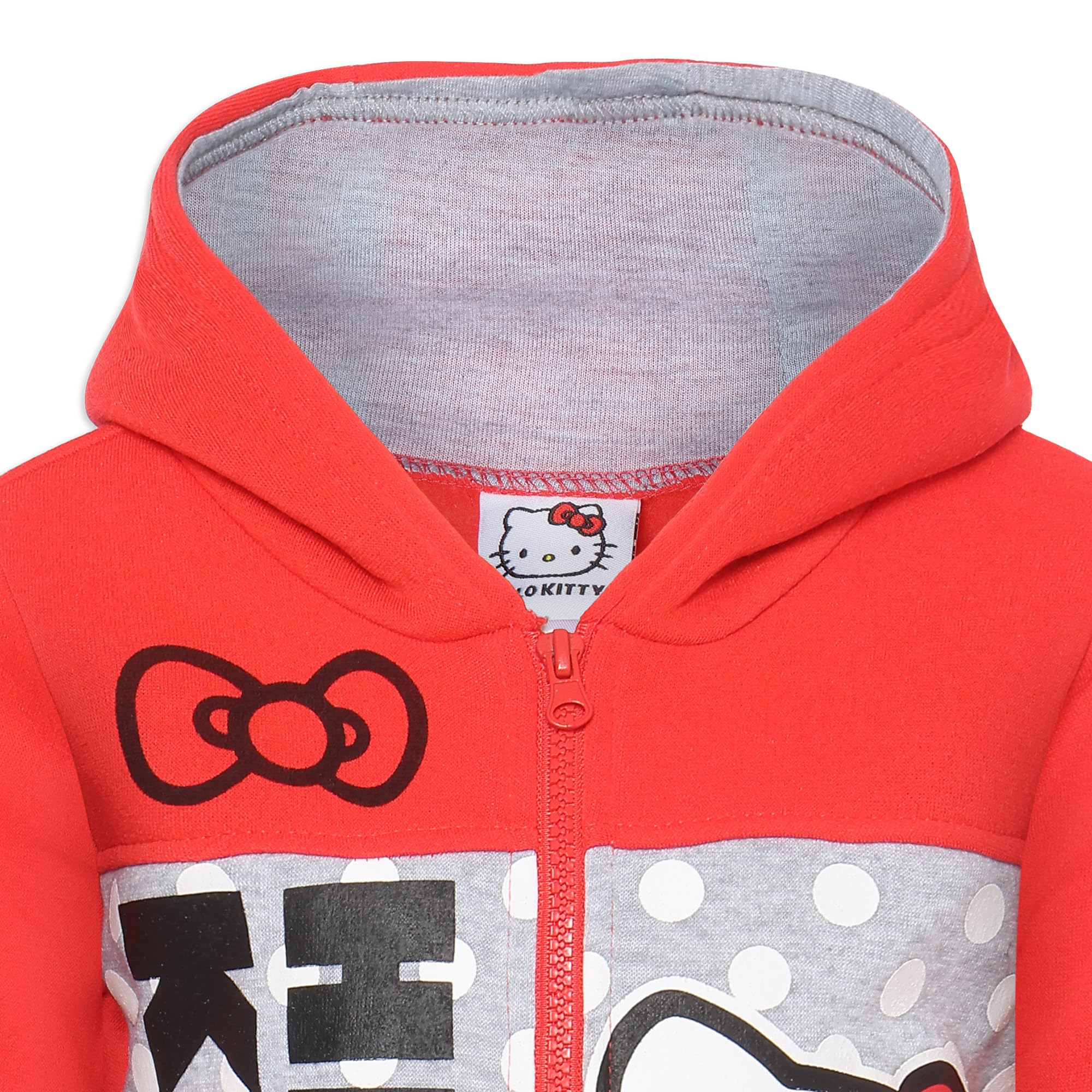 Hello Kitty Sanrio Girls Half Zip Up Hoodie for Toddlers, Little and Big Girls Red