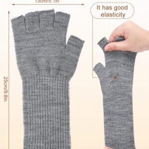 Eurzom 4 Pairs Winter Fingerless Gloves for Men Women Knit Long Cuff Stretchy Typing Gloves Warm Half Finger Gloves for Driving Working Office