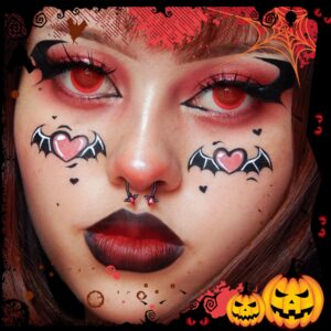 Melighting Septum Rings 16G Black Bat Septum Jewelry Halloween Daith Earrings Clear Red CZ Surgical Steel 316L Tragus Piercing Jewelry Helix Earrings for Women Men