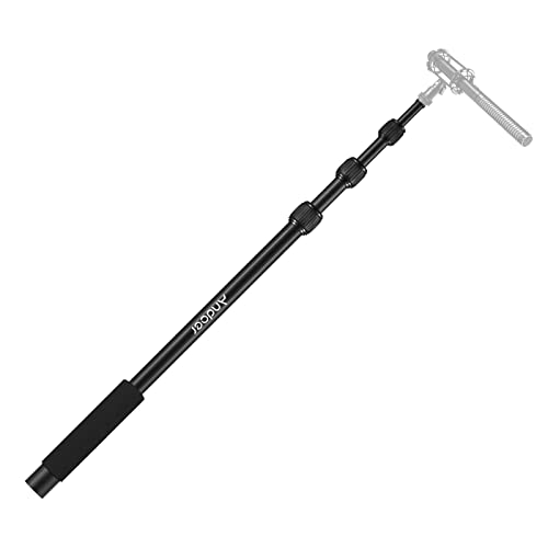 Andoer Handheld Microphone Boom Arm 5-Section Extendable Mic Arm Aluminum Alloy Boom Pole for Microphones 1/4 Inch Screw & Thread with Foam Grip Locks 40cm-155cm Adjustable Length 3kg Load